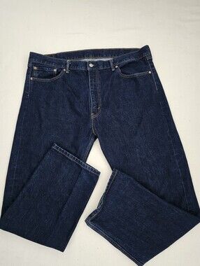 NEW! LEVI'S Men's  100% Cotton Straight Fit Dark Blue Denim Jeans  W42/ L32.